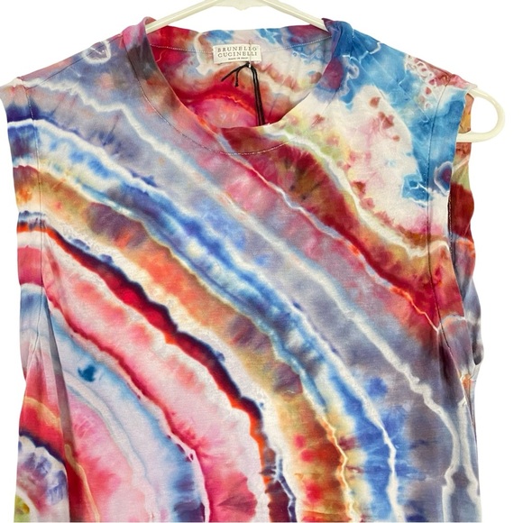 Brunello Cucinelli Long Muscle Tee Shirt Womens Size Small Custom Tie Dye Geode - Picture 3 of 12